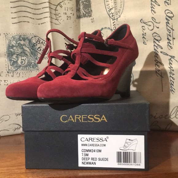 Never worn Caressa Deep red suede wedge - Picture 4 of 4